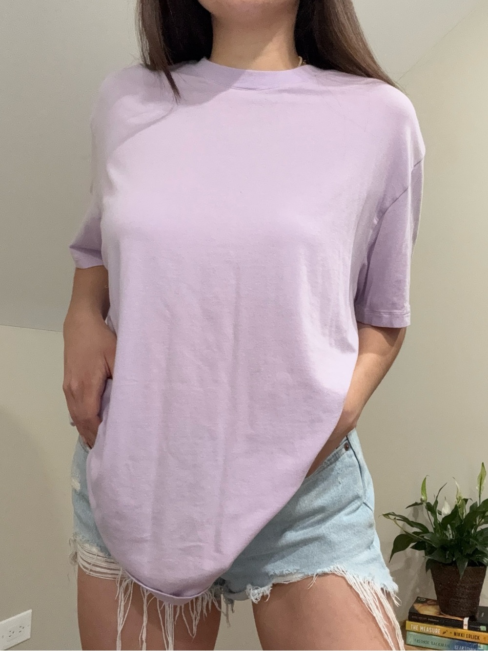 Skims Oversize Relaxed Boyfriend T Shirt Crewneck Lilac short Sleeve Size XL